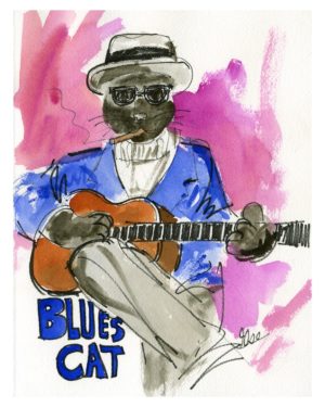 Blues Cat Art Print