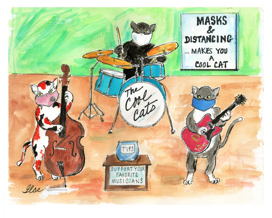 Cool Cats With Masks Art Print