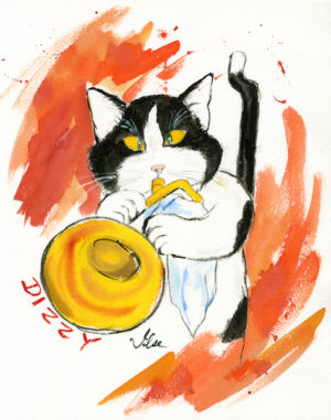 Dizzy Cat Art Print
